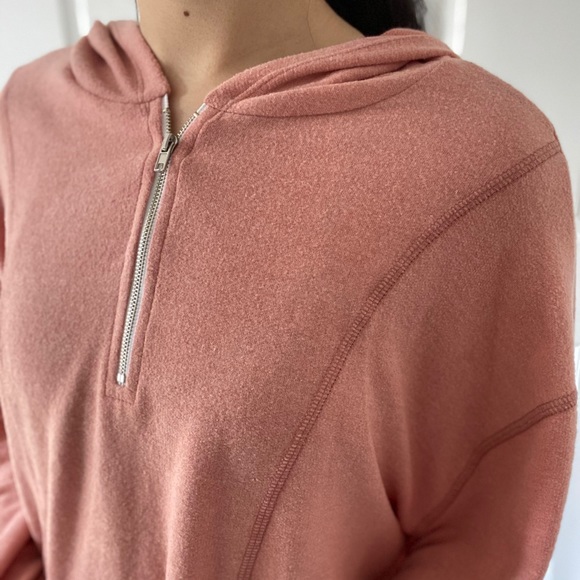 PEACHY - Peach Color Quarter-Zip Hoodie - Picture 7 of 8